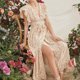 thumbnail image 1 of Vestido De Mujer Vestido largo con estampado floral Vestido de verano con mangas con volantes Vestidos femeninos (Caqui L) Cgtredaw Para estrenar, 1 of 1