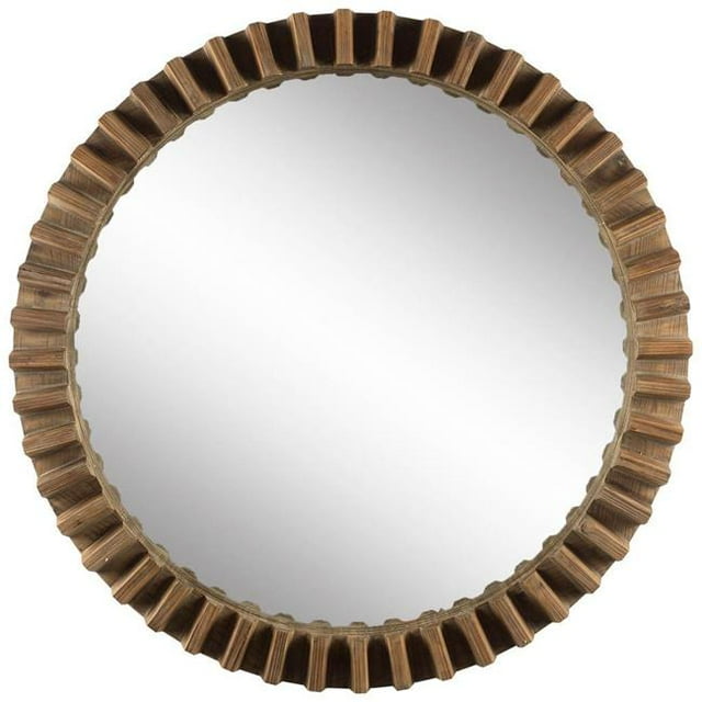 Miroir Mural à Cadre en Bois Brun de 44 Po