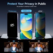 Protescreen 2 Pack Privacy Screen Protector for iPhone 15 ProMax 6.7, True 28° Anti-Spy, 9H Hardness Shatterproof Tempered Glass, Easy to Install, Bubble-Free