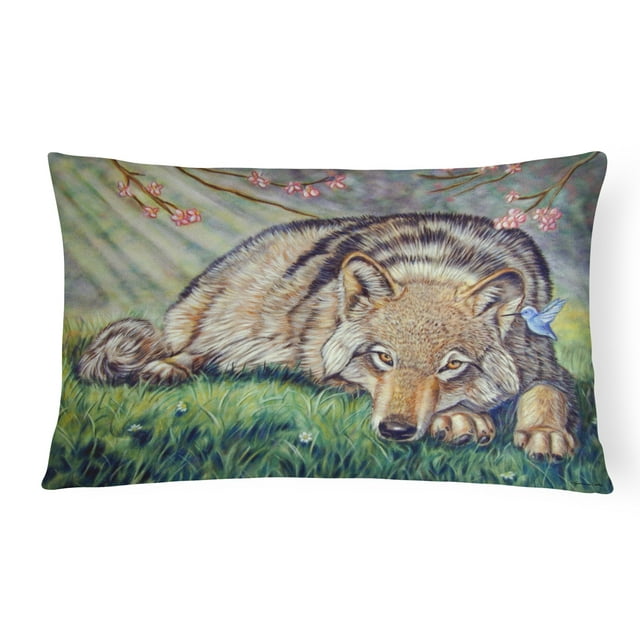 Carolines Treasures 7356PW1216 Wolf And Hummingbird Fabric Decorative Pillow