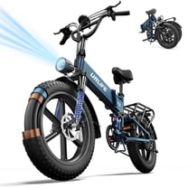URLIFE 1500W Electric Bikes for Adult, 20" 4.0 Fat Tire Ebike, 48V 13Ah Removable Battery, Shimano 7-Speed Max 28 MPH Mountain Bike-Gray Blue, UL2849