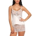 thumbnail image 2 of Conjunto de ropa de dormir de 2 piezas para mujer, sexy, con cuello en V, espalda descubierta, pantalones cortos, ropa de dormir, blanco, L Inevent XX000230-15, 2 of 7