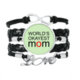 thumbnail image 1 of World's Okayest Mom Best Mother Quote Bracelet Love Accessory Twisted Leather Knitting Rope Wristband, 1 of 3