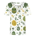 thumbnail image 4 of VBTAPA Happy Easter Shirts for Women Funny Egg Graphic Tees Short Sleeve Cute Rabbit Bunny T-shirt Lightweight Holiday Blouse Tops Flash Sales of The Day Multicolor L, 4 of 5