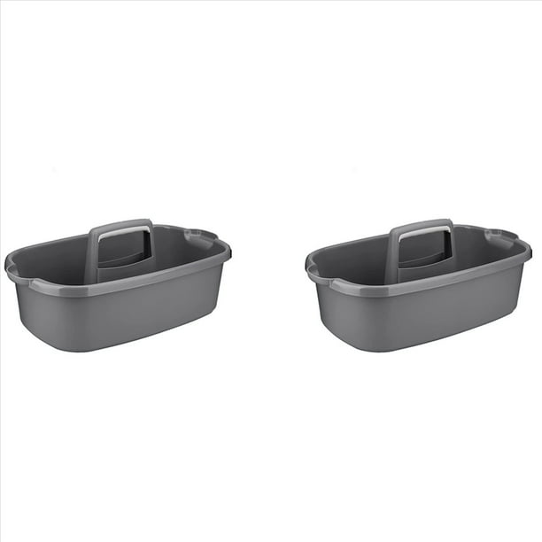 2X Cesta de Almacenamiento de Plástico Cajita de Ducha Portátil Cesta Organizadora de Asas con Asa para Baño, Dormitorio, Cocina Gris Oscuro