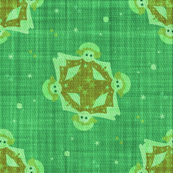 Ahgly Company Indoor Square Patterned Neon Green Area Rugs, 6' Square