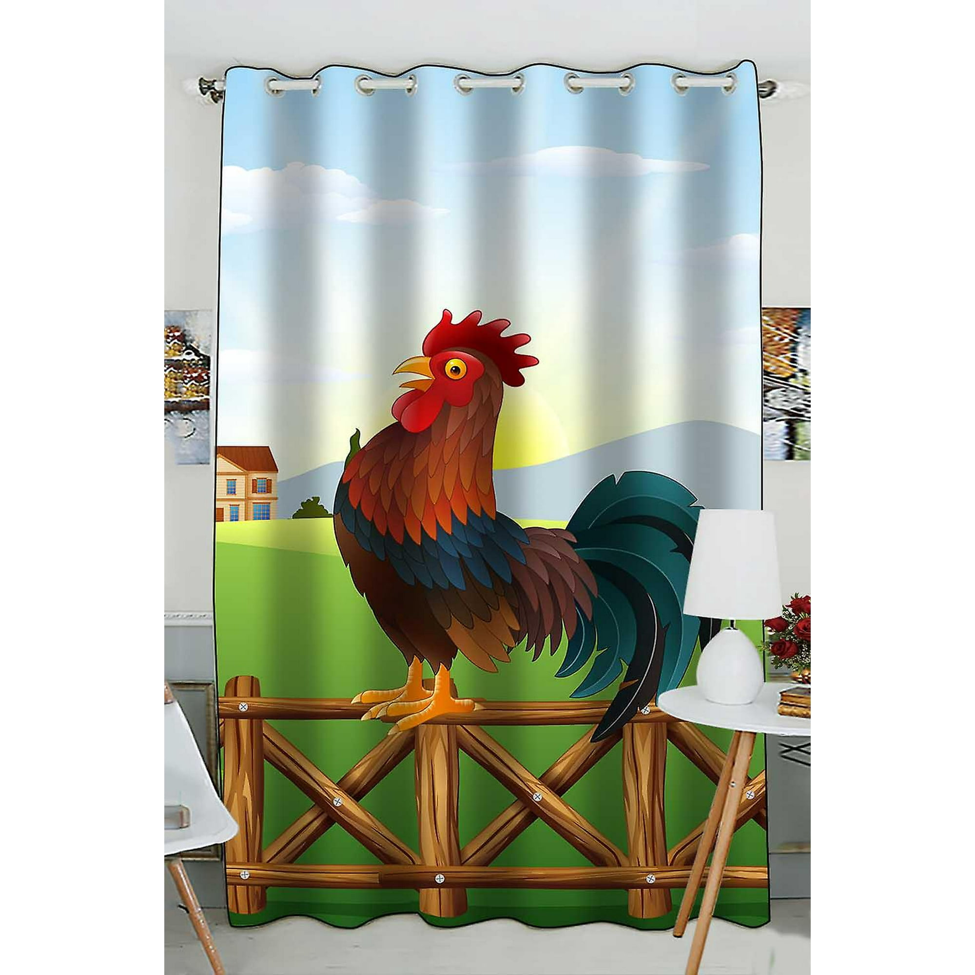 Cartoon Rooster Crowing At Farm Field Morning Sun Rising Practical Heat  Insulation Shading Window Curtain 130x210 Cm (one Piece) | Walmart Canada