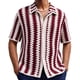 thumbnail image 2 of Ceisia Men's Wave Stripe Jacquard Open Knit Short Sleeve Cardigan Casual Summer Top Multicolor XL Gifts, 2 of 9