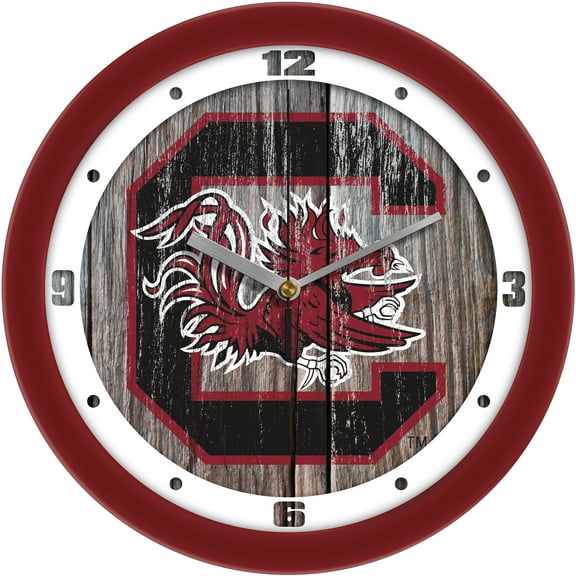 South Carolina Gamecocks 11.5'' Suntime Premium Glass Face Weathered Wood Wall Clock