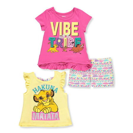 Disney The Lion King Girls' 3-Piece Shorts Set Outfit