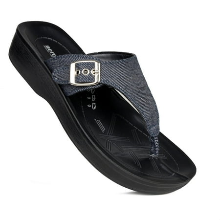 

Aerosoft Denimre Adjustable Buckle Women s T Strap Sandals
