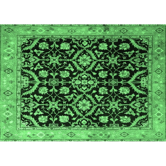 Ahgly Company Indoor Rectangle Persian Emerald Green Traditional Area Rugs, 2' x 5'