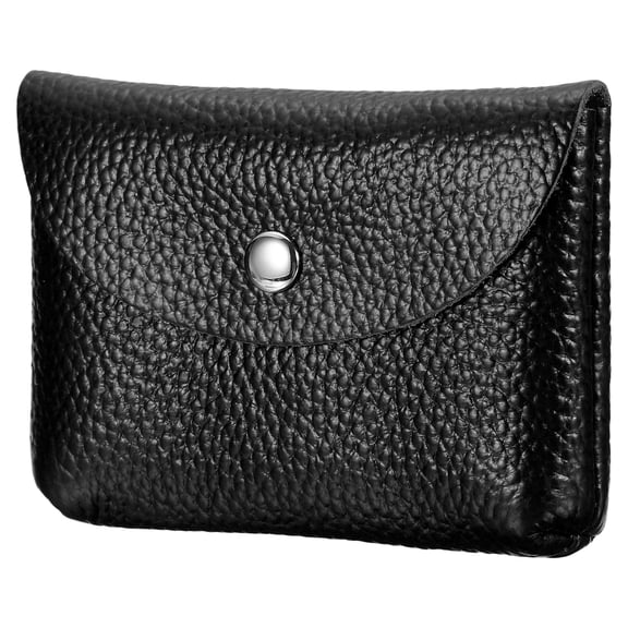 Uxcell Leather Coin Purse, Small Coin Pouch, Portable Pocket Pouch Change Purse Wallet Snap Closure for Women Men Credit Card, Black