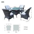 thumbnail image 5 of Direct Wicker Outdoor Wicker Patio Dining Set with Square Table, Tempered Glass Top & Cushioned Chairs,Grey, 5 of 8
