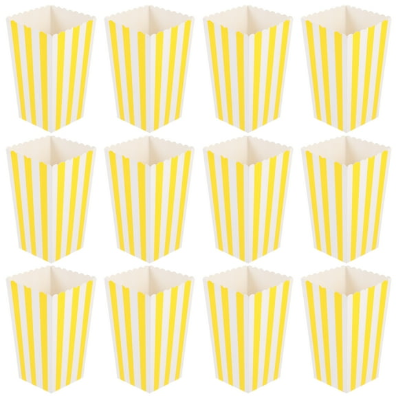 Houderco Popcorn Containers 12Pcs Paper Yellow For Various Parties Recyclable Material