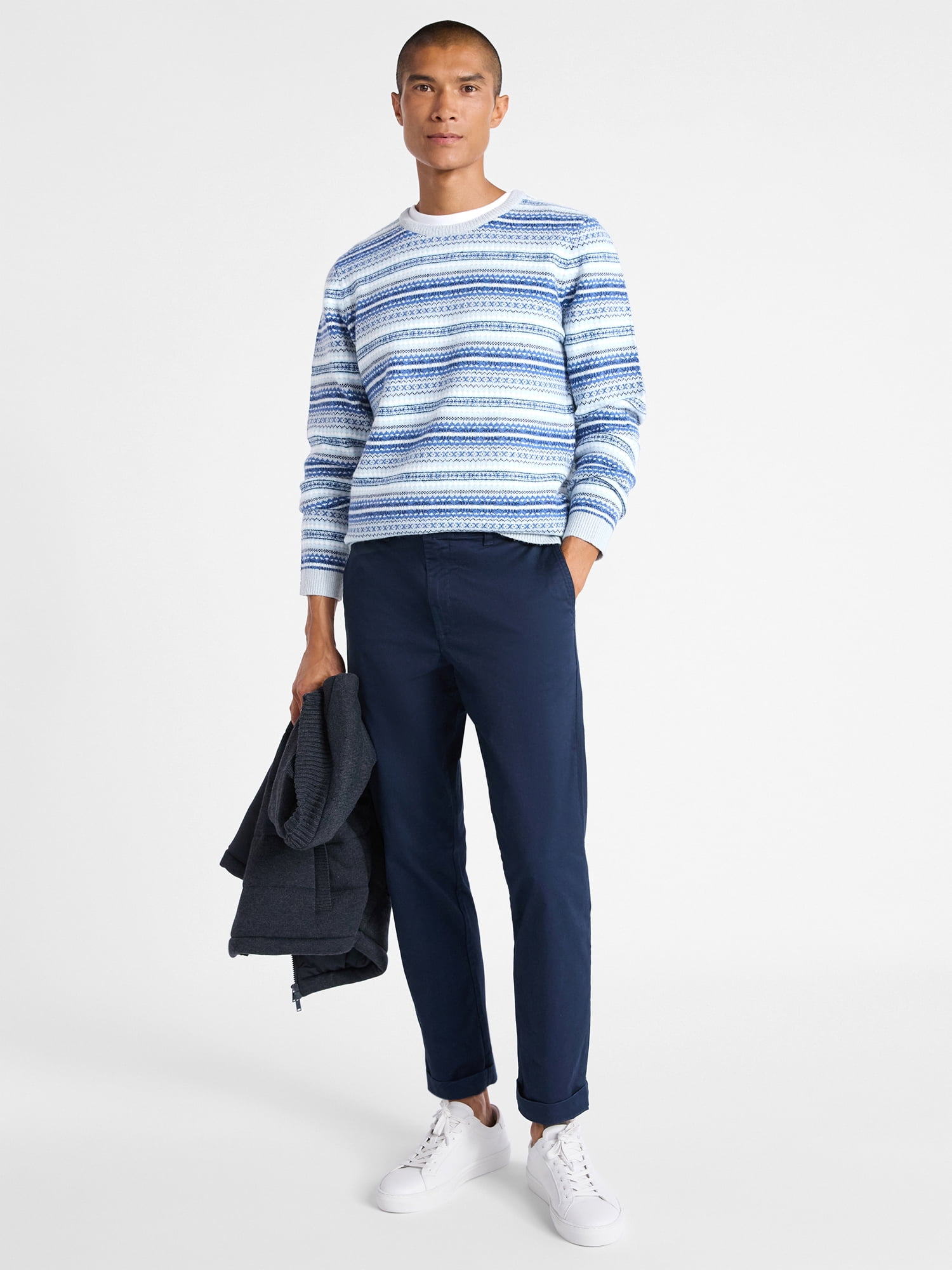 Free Assembly Men's Fair Isle Sweater with Long Sleeves, Size XS-3XL
