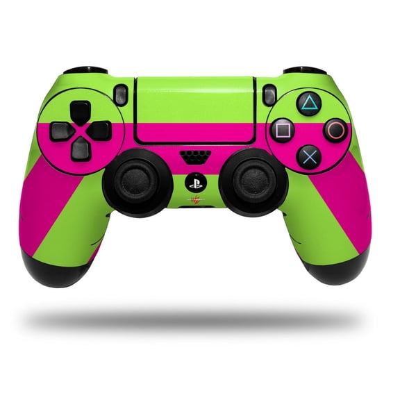 Skin for Sony PS4 Dualshock Controller PlayStation 4 Original Slim and Pro Psycho Stripes Neon Green and Hot Pink (CONTROLLER NOT INCLUDED)