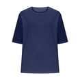 thumbnail image 6 of CHGBMOK Crew Neck T Shirts for Women Half Sleeve Blouses Linen Loose Basic Tops Plus Size Casual Dressy Tees, 6 of 6