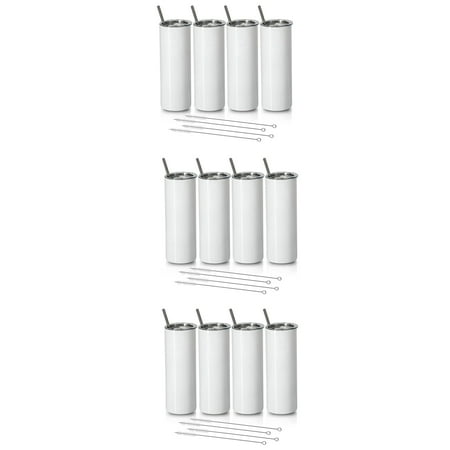 

Sublimation Tumblers 20 Skinny Straight Stainless Steel Sublimation Blanks Skinny Tumbler with Lid and Straw 12 Pack
