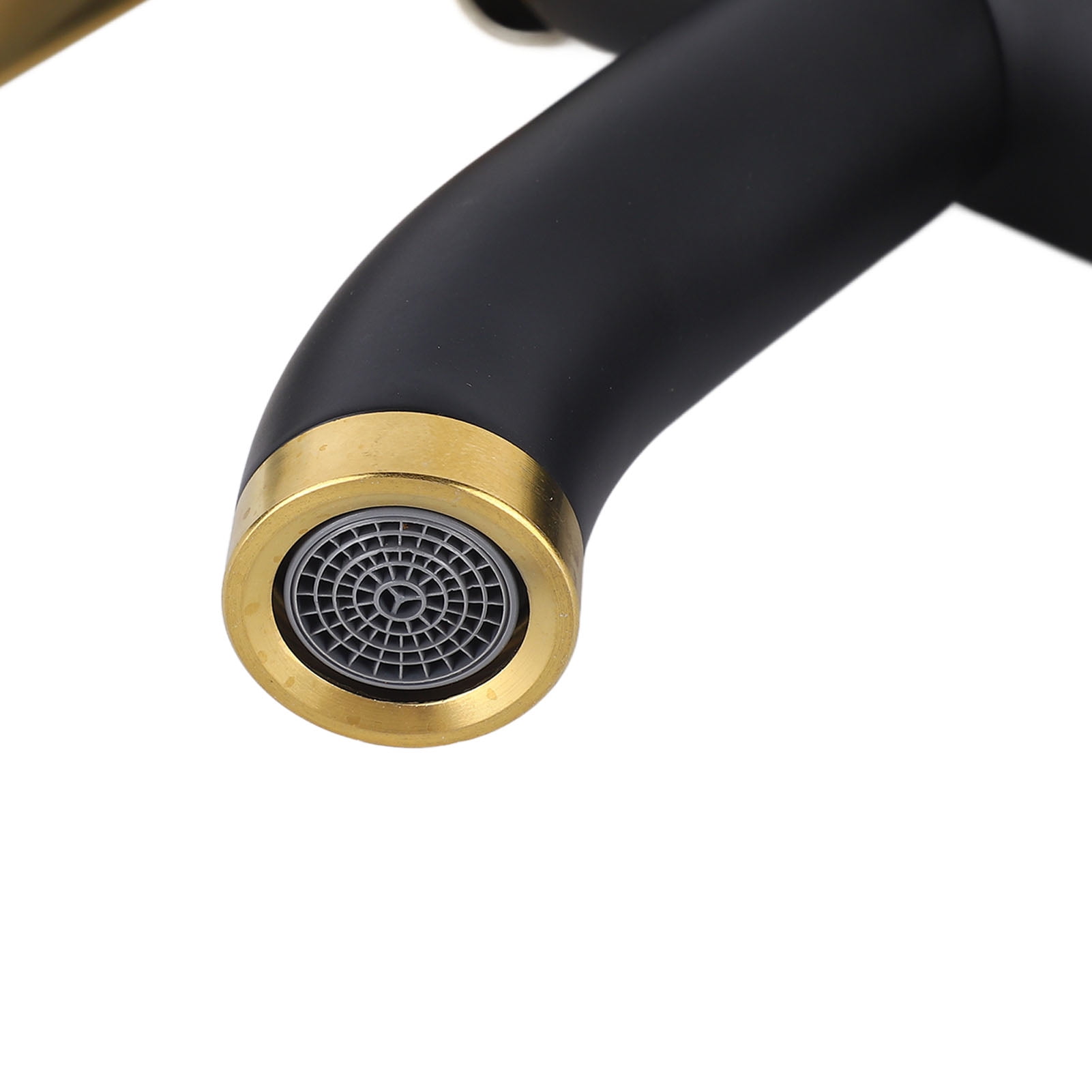 YAHHU Bathroom Sink Faucet Single Hole Single Handle Hot Cold Stainless Steel Basin Mixer Tap Black Gold with 23.6 in / 60 cm Inlet Pipes