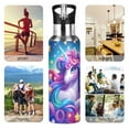 thumbnail image 4 of ALAZA Cartoon Unicorn Rainbow Stars Water Bottle Insulated Flask Stainless Steel Straw Lid 20 oz, 4 of 6