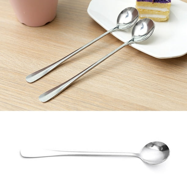 Cucharas de acero inoxidable con mango largo, cucharas de mango largo, cucharas de acero inoxidable con mango largo, cuchara de té resistente y duradera