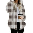 thumbnail image 6 of LEBONYARD Women's Trendy Plaid Printing Crew Neck Drawstring Hooded Zipper Pocket Coat Casual Long Sleeve Thicken Warm Fit Ladies Cardign Coat Tops, 6 of 9