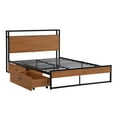 thumbnail image 6 of Paproos Full Bed Frame with 2 Storage Drawers, New Upgraded Metal Platform Bed with Sockets and USB Ports, Full Size Bed with Headboard and Footboard, No Box Spring Needed, 440lbs Capacity, Black, 6 of 12