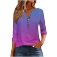 thumbnail image 2 of Guieoi Womens Tops Plus Size 2026 Trendy Womens Casual Printed Round Neck Long Sleeve T-shirt Blouse Zipper Tops Purple, 2 of 5