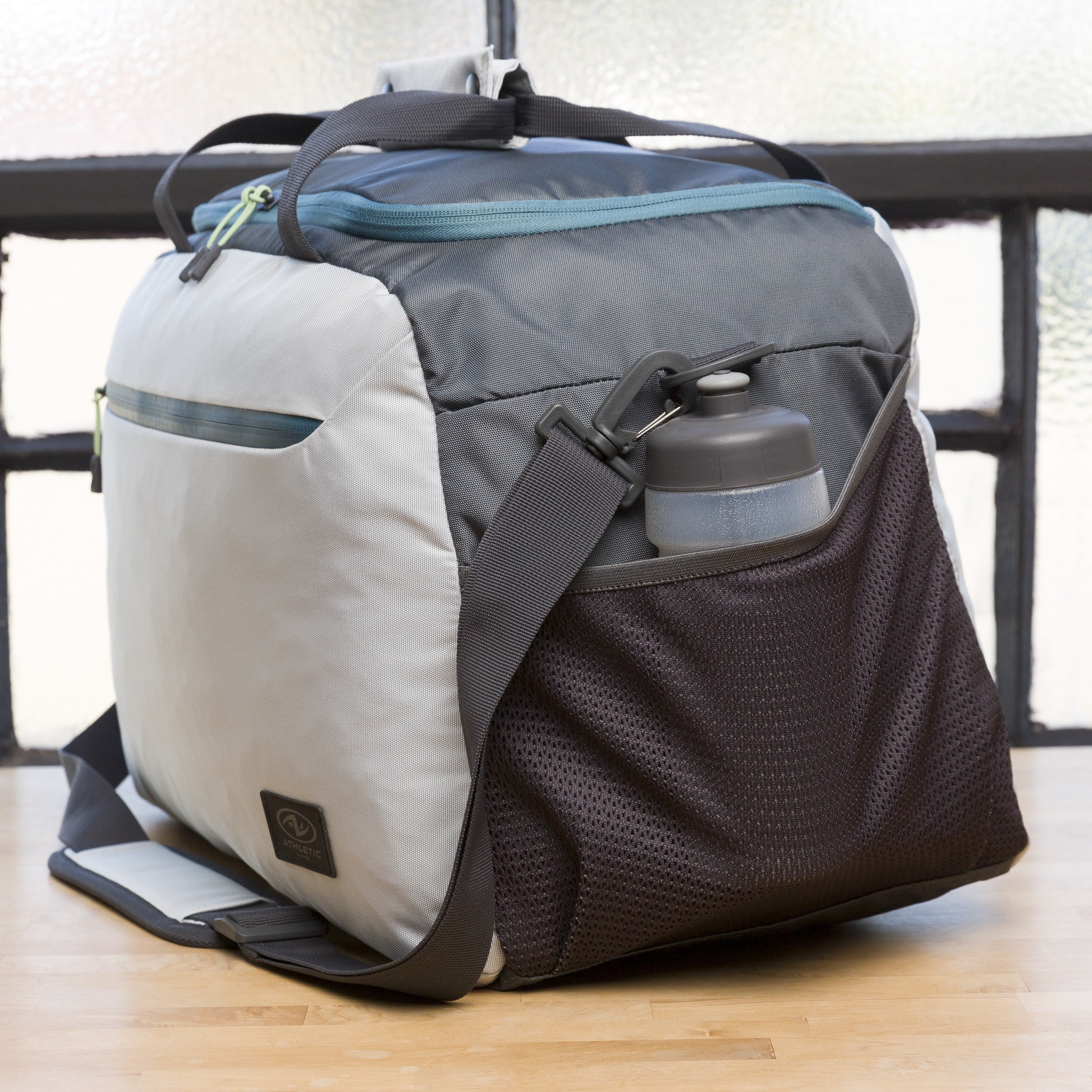 Athletic Works Urban Duffle Bag for Adults, Easy Care Sports Bag, Foggy Dew Gray