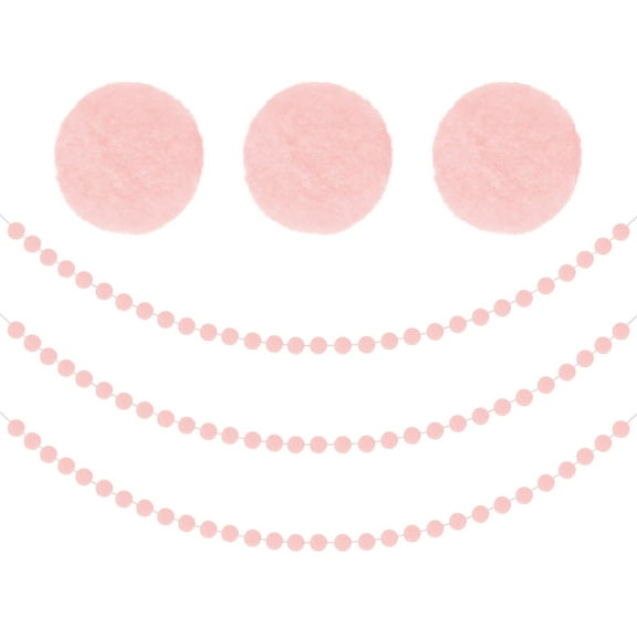 Uxcell 6.56ft x 1.18 inch Felt Ball Garland, Pom Pom Garland with 30 Balls Light Pink 3 Count