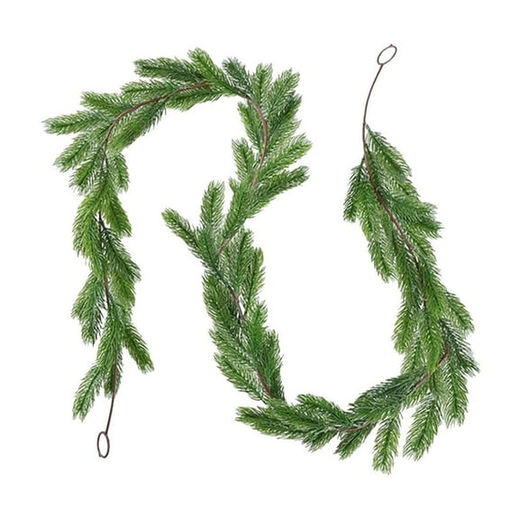 9ft Christmas Rattan Garland with 50 Lights, Pre-Lit Rattan Wreath for Door Wall Mantel Decor, Fire-Resistant Indoor Outdoor Holiday Decoration with White Lights