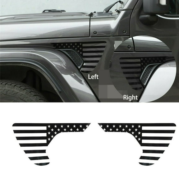 2pcs USA Flag Fender Vent Decals For JL JT Jeep Wrangler Gladiator 2018 19 20 Part
