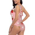 thumbnail image 6 of Balery Strawberries One Shoulder Swimsuits for Women Ruffle Swimsuits Tummy Control One Shoulder Bathing Suits-Medium, 6 of 8