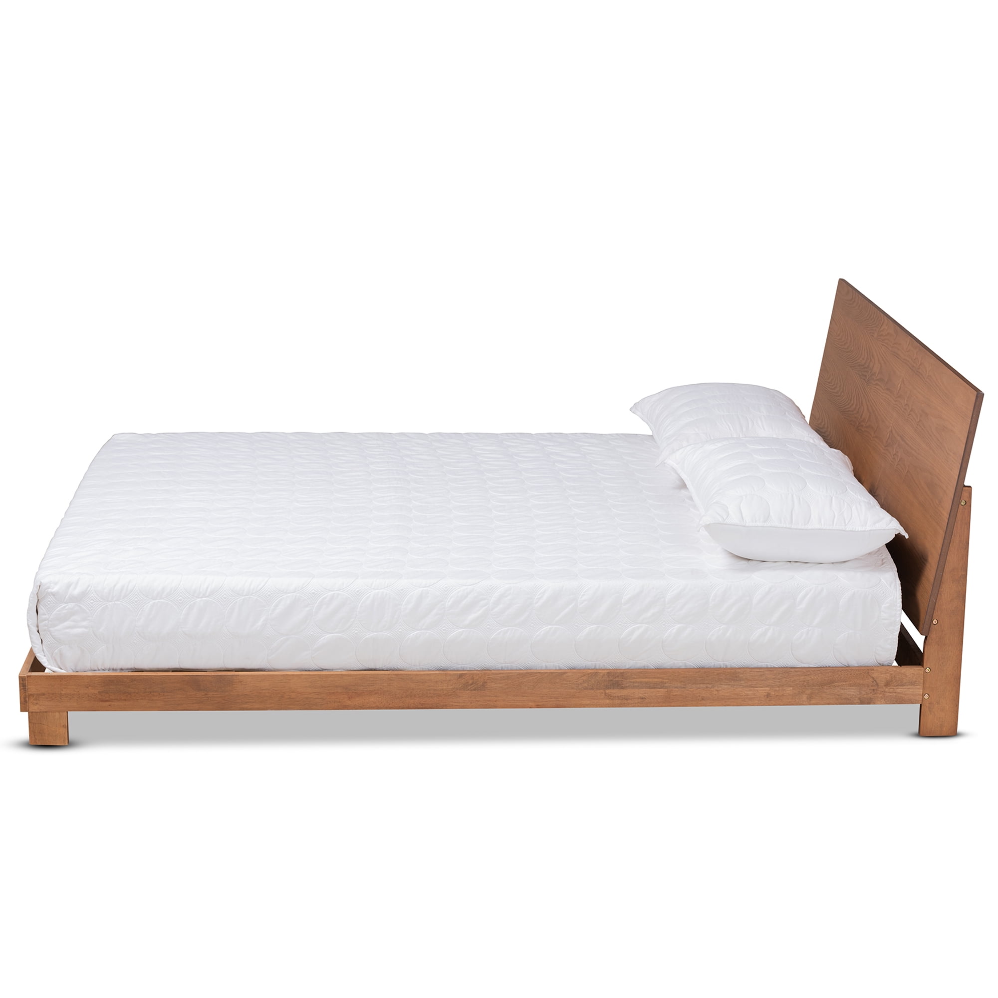 Baxton Studio Haines Contemporary/Modern Engineered Wood Back Support Platform Bed, Queen, Walnut Brown