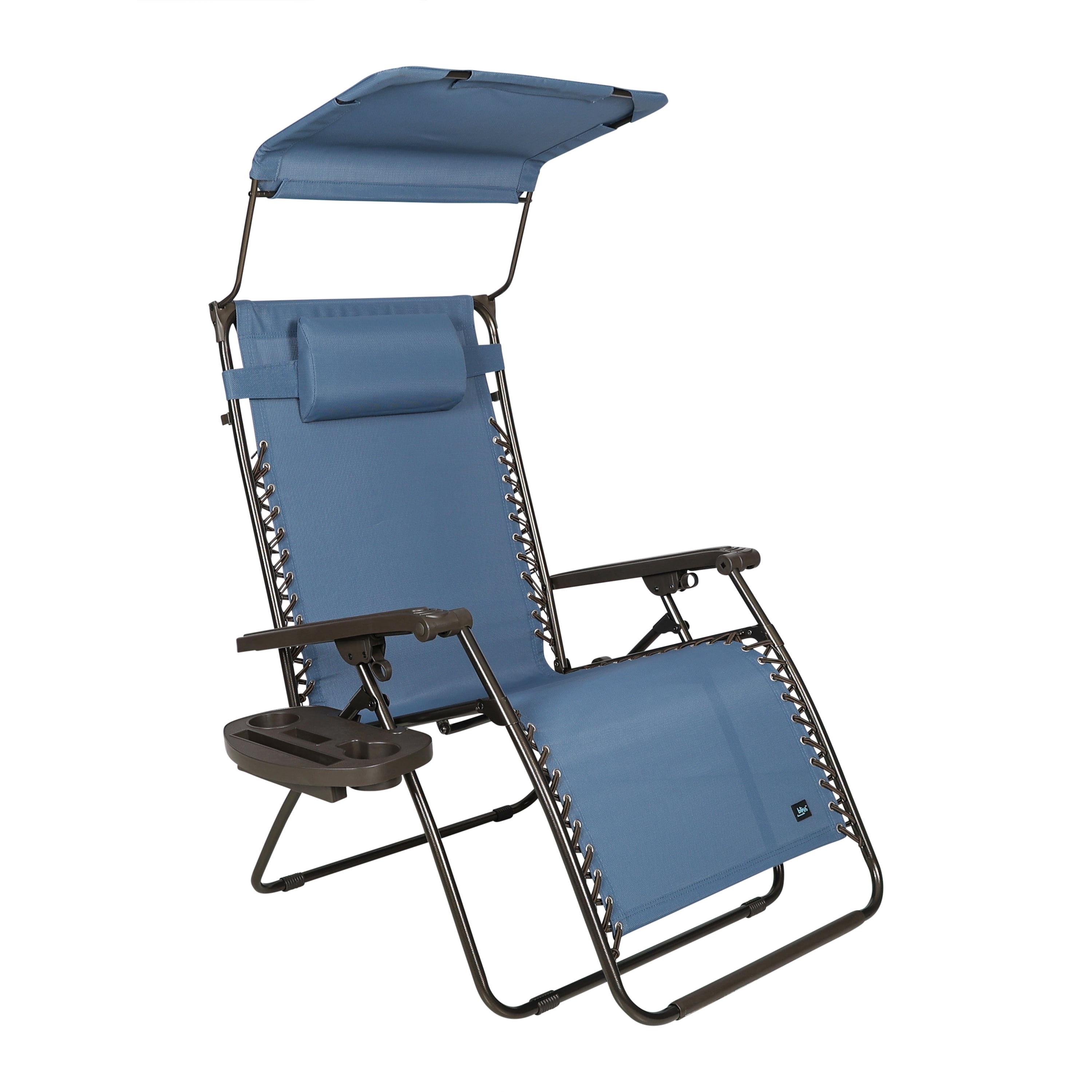 Canopy and Side Tray Bliss Hammocks Zero Gravity Chair with Covered Bungee Blue Floral