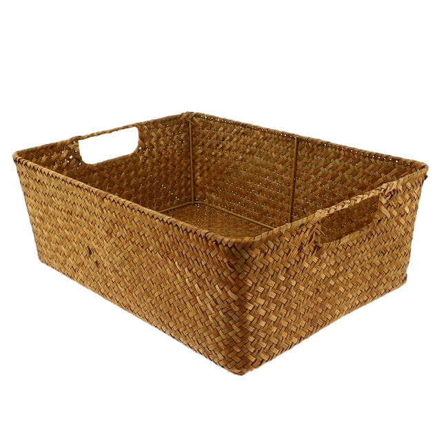 Miangastore 1Pc Woven Seaweed Basket Durable Rectangular Storage Box for Home Organization