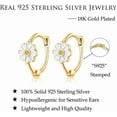 thumbnail image 6 of Solid 925 Sterling Silver Daisy Flower Hoop Earrings for Women Teens Flower Hoop Earrings Spring Cartilage Helix Earrings, 6 of 15