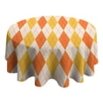 thumbnail image 4 of Orange Yellow Checkerboard Checkered Pattern Round Tablecloth 60"x60",Wrinkle Wipeable Table Cloth for Kitchen Dining Room Picnic Patio Party, 4 of 6