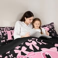 thumbnail image 4 of jejeloiu Personalized Letter P Bedding Comforter Set 7 Pieces,Monogrammed Theme Full Bedding Set,Ribbon Bow Knot Fitted Flat ,Ultra Soft Bedroom Decor Reversible, 4 of 8