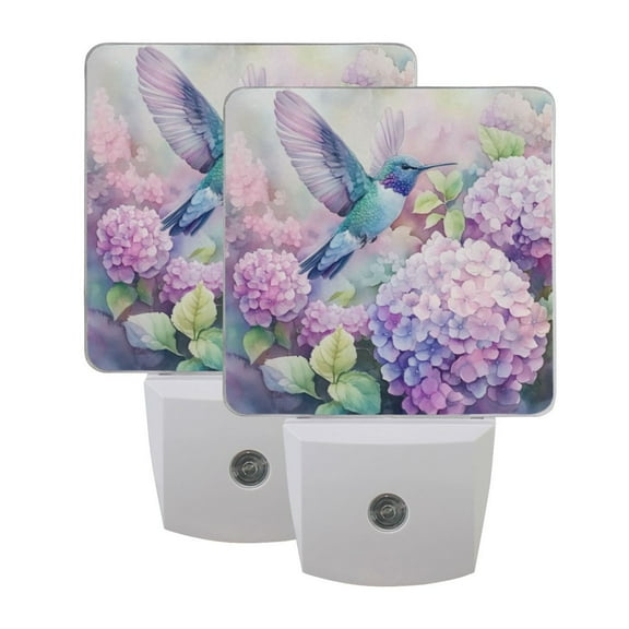 WOBOGO Colorful Pretty Bird LED Night Light 2 Pcs Set 0.5 Watt Wall Plug in Dusk to Dawn Automatic Switch Soft White Light