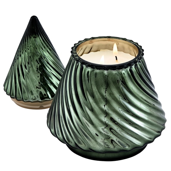 Better Homes & Gardens 2-Wick Glass Christmas Tree Candle, Fresh Cut Fraiser, 20 oz