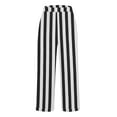 thumbnail image 4 of Outfmvch Cotton Linen Pants for Women Pinstripe Long Palazzo Trousers Slant Pockets Summer Wide Leg Elastic Straight Leg Pull On Pants Fashion Wide Leg Stripe Gingham Pants Women Black S-3XL, 4 of 5