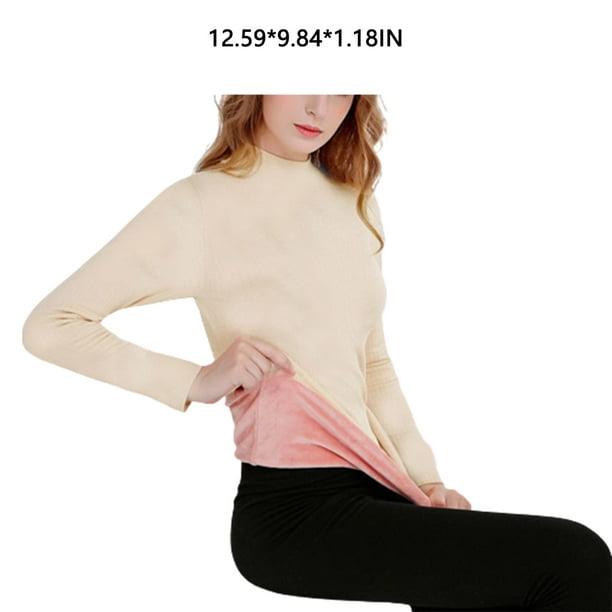 Thermal Shirt Warm Clothing Winter Underwear Long Sleeve Women Supplies  Thick Supple to Touch Handy to Wear Top Long Lingerie Skin Color