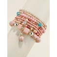 thumbnail image 2 of Hotian 8pcs Beaded Bracelet Jewelry Set Multilayer Boho Charm Bracelet Pack for Women Pink, 2 of 8
