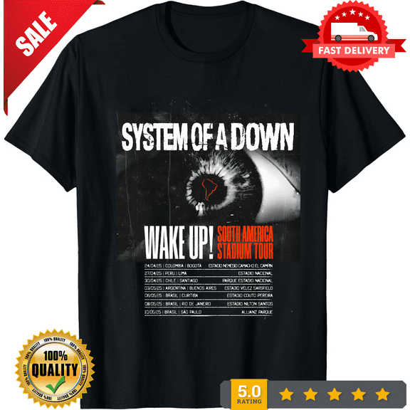 System Of A Down Wake Up Tour 2025 Black All Size T-Shirt AM523, LIMITED EDITION-TH64617
