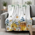 thumbnail image 2 of Eucalyptus Leaves Blanket Soft Cozy Warm Throw Blanket for Couch, Plush Fuzzy Flannel Fleece Blankets for Sofa, Daisy Flower Spring Watercolor Country Floral Bee Bed Blankets Gifts for Men, 32"x48", 2 of 9