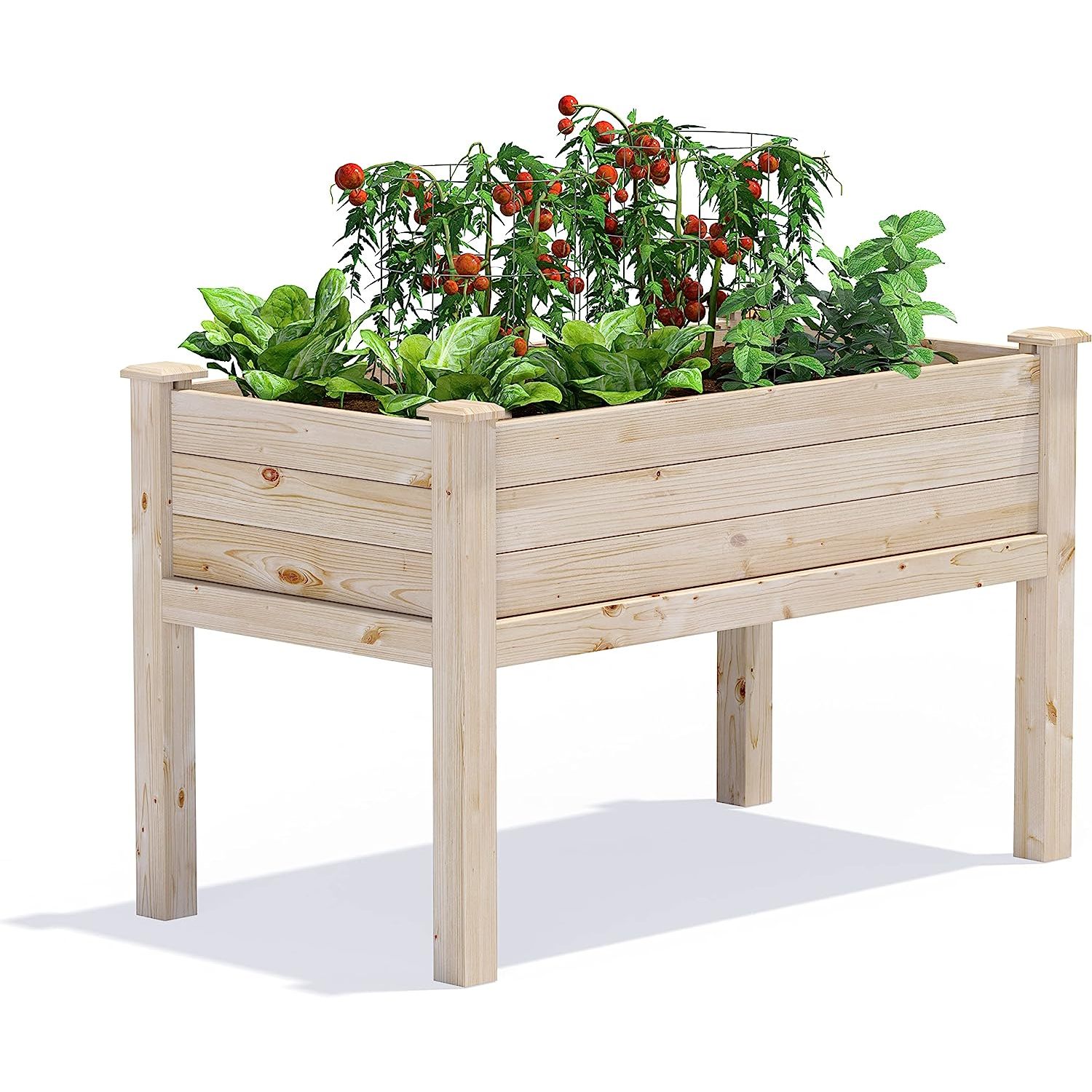 HElectQRIN Original Pine Elevated Garden Bed, 24" x 48" x 31"