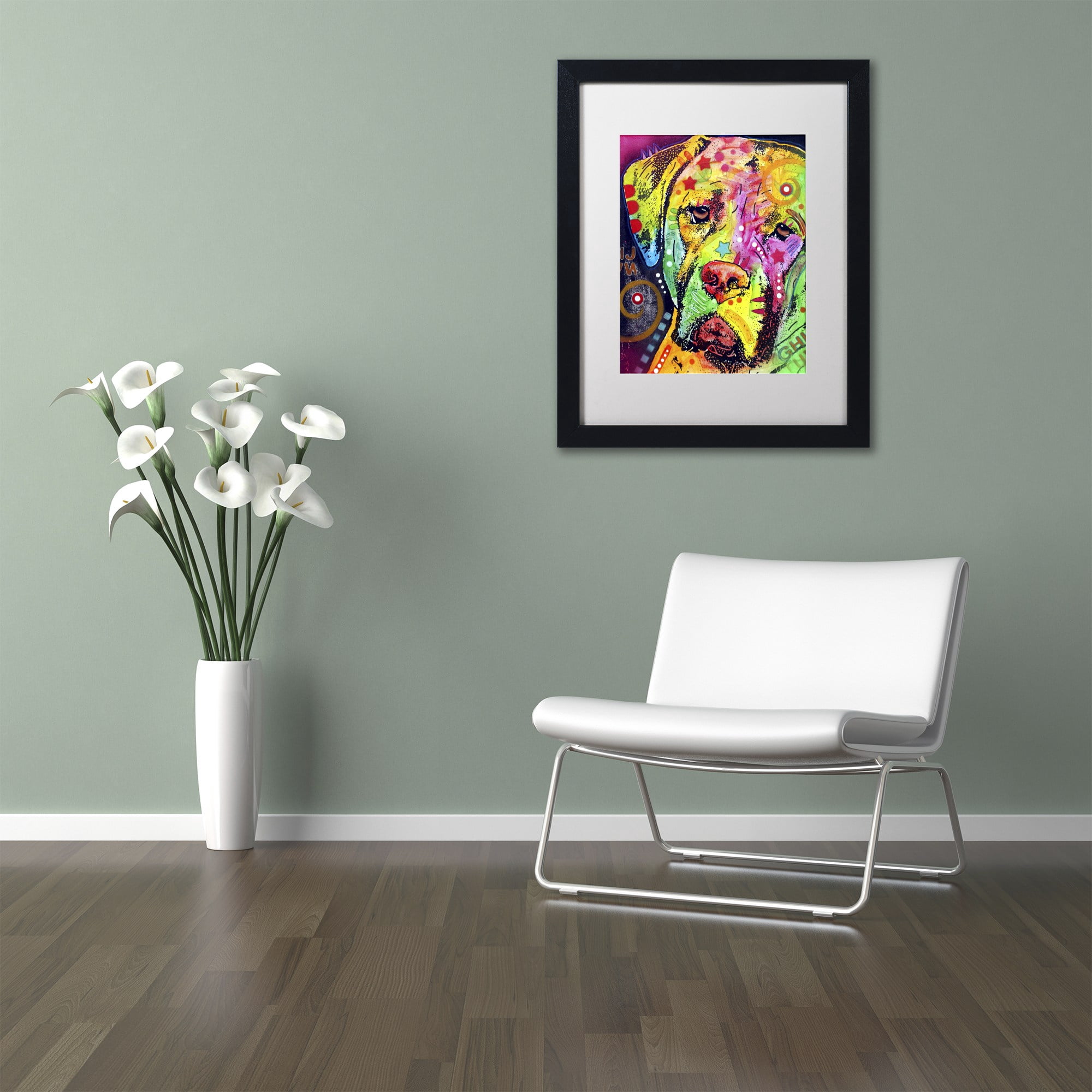 Trademark Fine Art "Mastiff II" Canvas Art by Dean Russo, White Matte, Black Frame