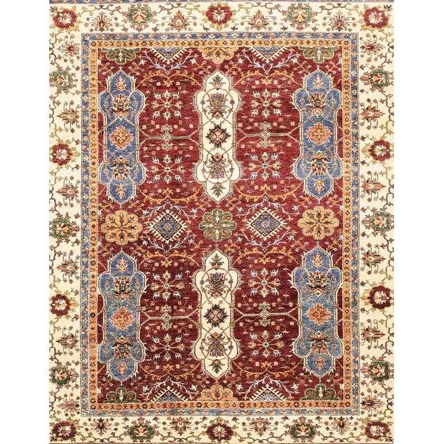 Ahgly Company Tapis d'Intérieur Rectangulaire Abstrait Rouge Brique, 5 Pieds x 7 Pieds